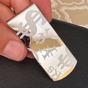 Titan Stainless steel silver $ Money clip dollar sign symbol